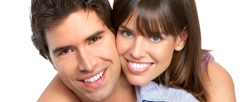 Man and woman smiling together